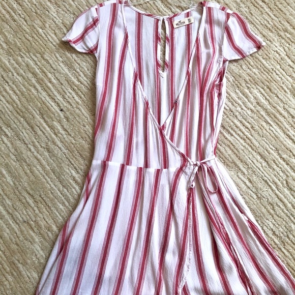 red and white striped wrap romper - Picture 3 of 4